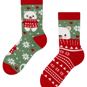 Calcetines infantiles alegres de inverno Oso con bufanda