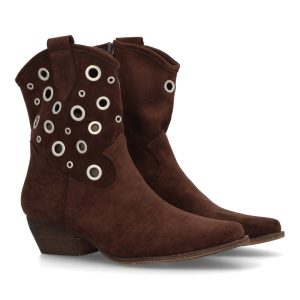 Botas cowboy con ojales metálicos Café