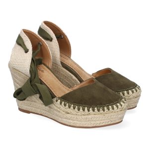 Sandalia Cuña de Yute, con Cintas VERDE