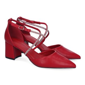 Sandalia Eventos tiras brillantes Rojo