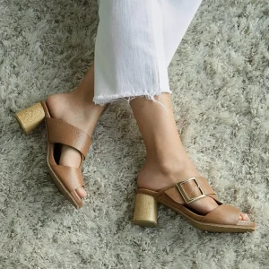 Sandalias En Cuero De Tacón   – Ref. Z-3137 Caramelo
