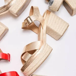 Plataformas en Cuero y Yute – Ref. Z-3104 Oro