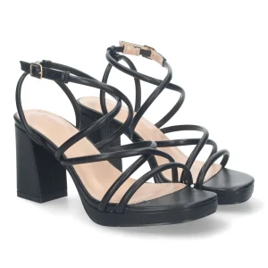 Sandalias de Mujer de fiesta, con tiras entrecruzadas, color Negro