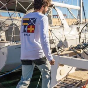 Camiseta de manga larga con bandera del código internacional - blanca