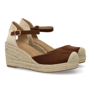 Sandalia de cuña de yute para mujer, comodas y elegantes diseño moderno con el yute en el mismo tono Marrones