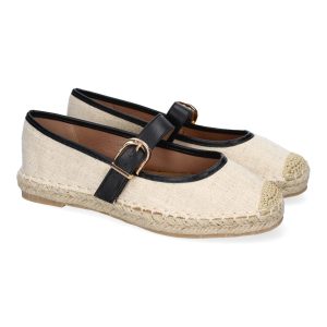 Bailarina Alpargata  Puntera Bordada contraste color Negro
