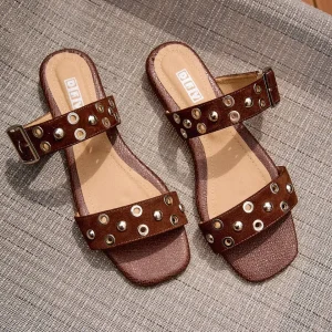 Sandalias Planas en Cuero – Ref. Z-3389 Gamo Chocolate