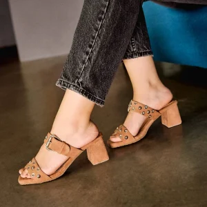 Sandalia de Tacón en Cuero – Ref. Z-3388 Gamo Chocolate Claro