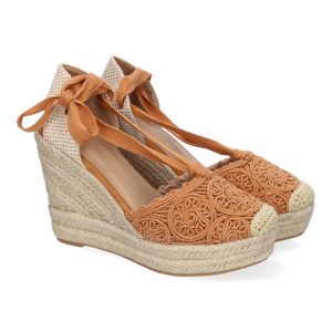 Sandalia de Cuña de Yute para Mujer, Diseño Comodo y Moderno, Elegante con Cintas