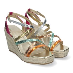 Sandalias de Cuña para Mujer con Tiras Cruzadas, Elegantes y Confortables Multicolor