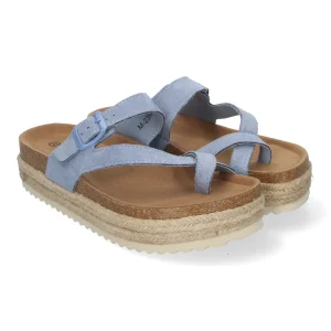 Sandalia de Mujer de Plataforma Tipo Esclava, Material Bio Azul