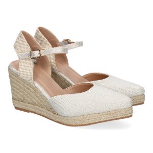 Sandalia de Mujer, Estilo Valenciana de Yute, Ribete Plata