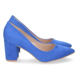 Zapato de Salón, con Tacon con Punta Fina, eventos, color AZUL