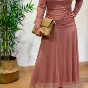 Vestido Fruncido Tul Loto