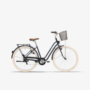 Bicicleta urbana clásica cuadro bajo 28 pulgadas 6 V Elops 520