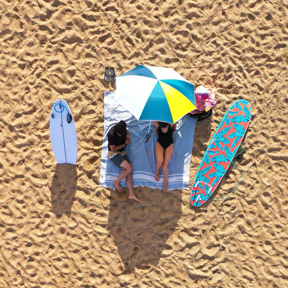 Toalla Playa/Poncho Gris Azul 190 x 190 cm - Imagen 6