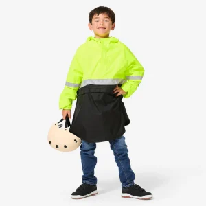 Poncho ciclismo niños Visibilidad Diurna/Nocturna Impermeable Negro-Amarillo