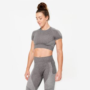 Camiseta crop top fitness manga corta seamless Mujer