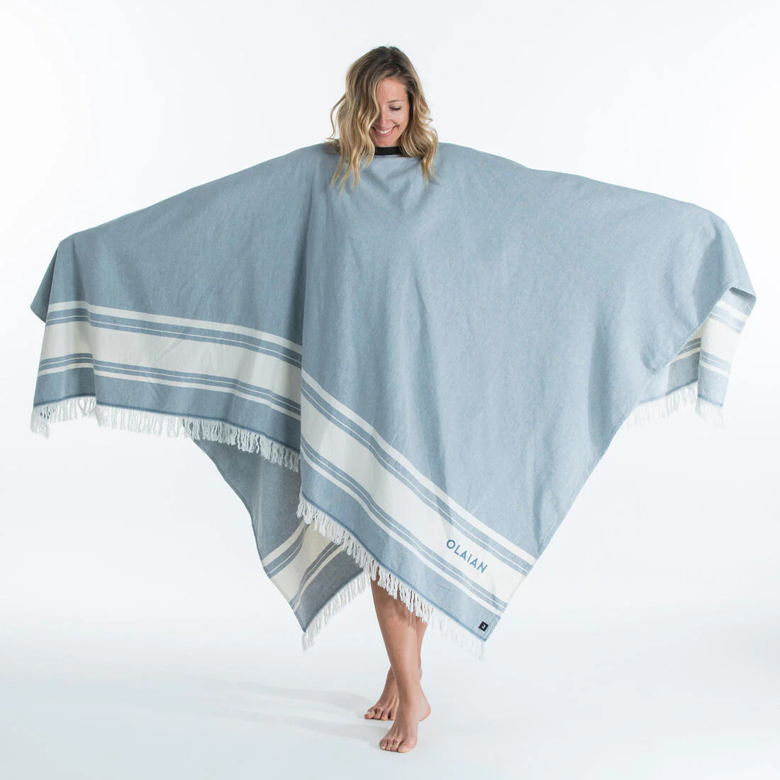 Toalla Playa/Poncho Gris Azul 190 x 190 cm - Imagen 4
