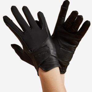 Guantes Equitación Adulto Negro Piel