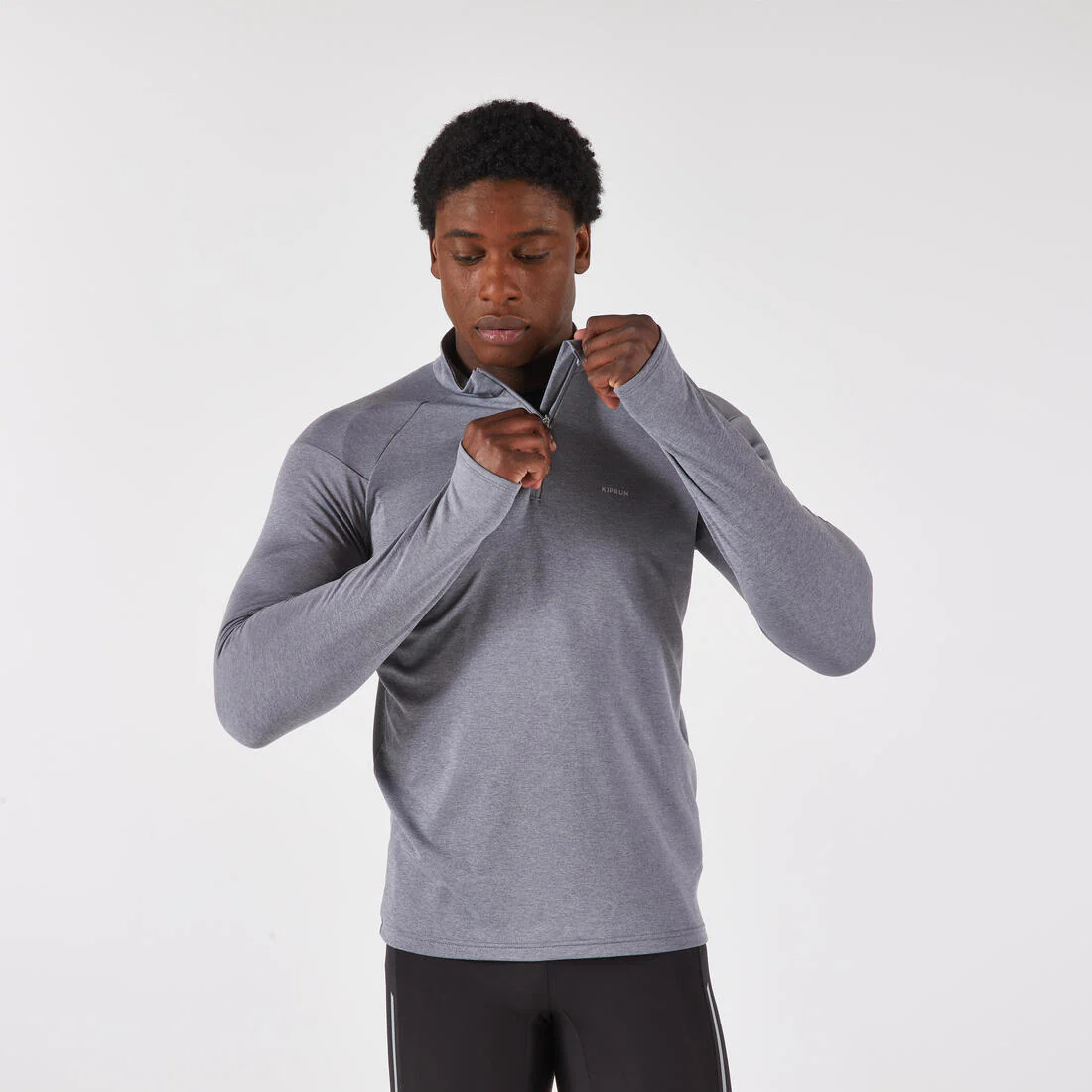 Camiseta manga larga 1/2 cremallera cálida transpirable H Kiprun Run 100
