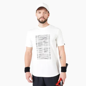 Camiseta de tenis manga corta hombre Artengo TTS Softt blanco estampado