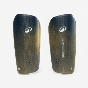 Espinilleras de fútbol con perneras de sujeción adulto, F500 azul