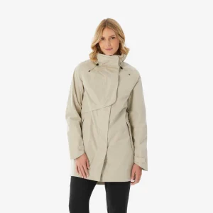 Chaqueta larga impermeable mujer, NH500 beige