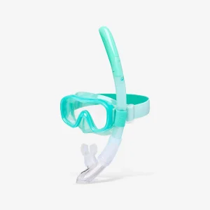Kit Gafas snorkel Antivaho + Tubo Válvula 100 Niños Verde