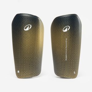 Espinilleras de fútbol con perneras de sujeción niño, F500 azul