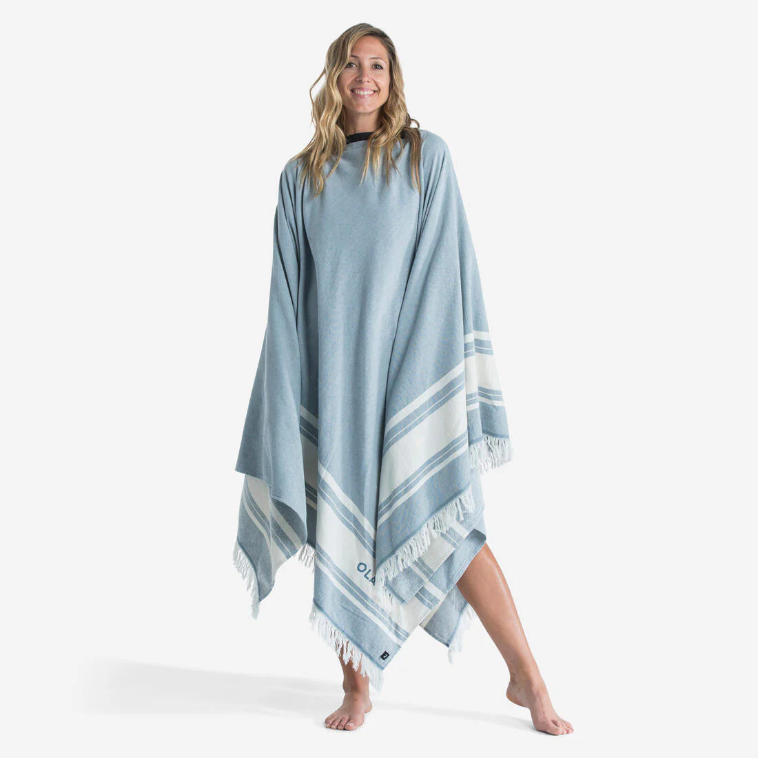 Toalla Playa/Poncho Gris Azul 190 x 190 cm - Imagen 5