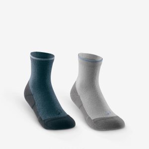 Calcetines Mid de senderismo (2 pares) 23 a 38 niños, Hike 100 gris